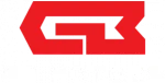 a red and white logo of GB motors